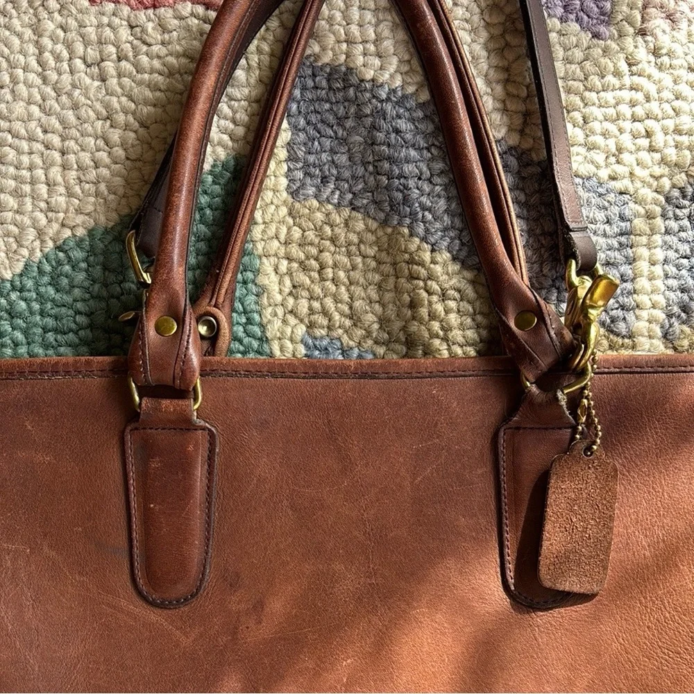 Coach Brown Leather Handbag with Strap - Picture 4 of 8